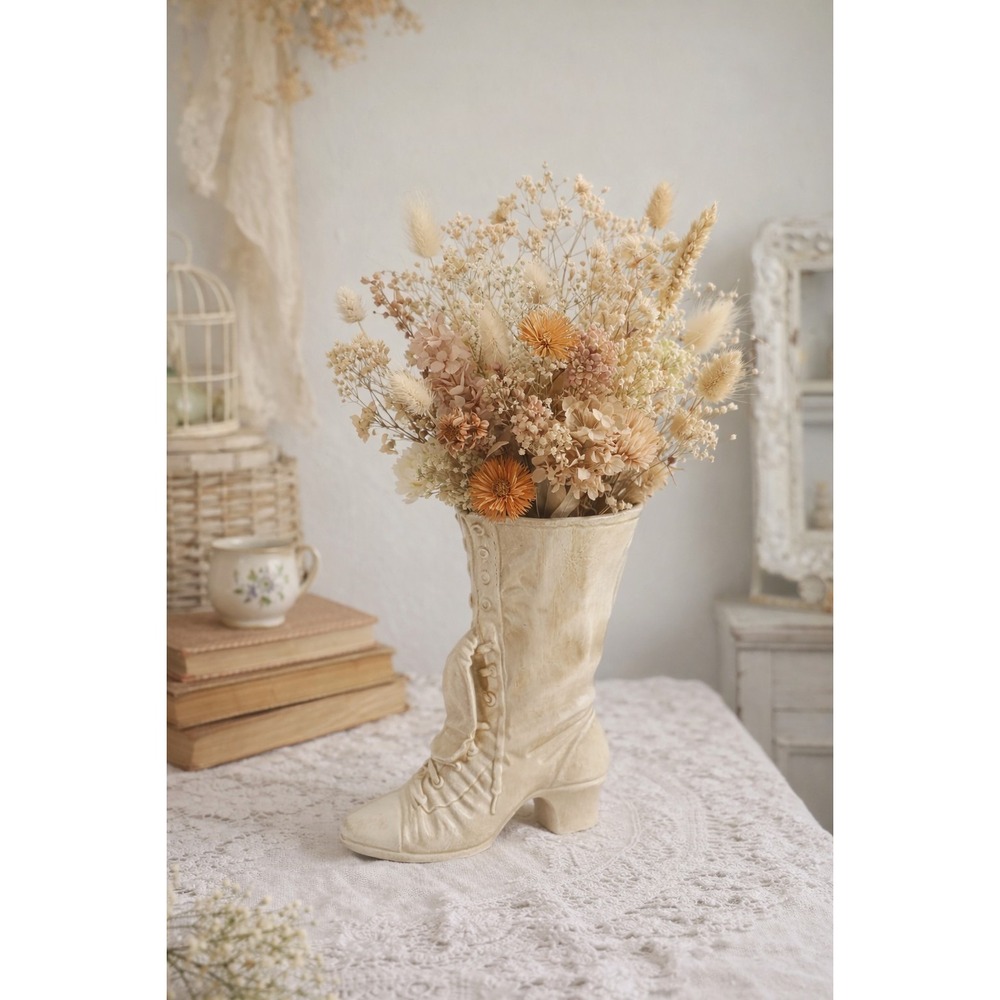Vintage Boot Shaped Vase Planter Victorian Cottagecore Shabby Chic Decor